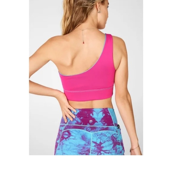 FABLETICS One-Shoulder Pink and Blue reversible Crop Top - Picture 4 of 7